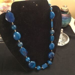 Silvertone and Blue Beauty Necklace
